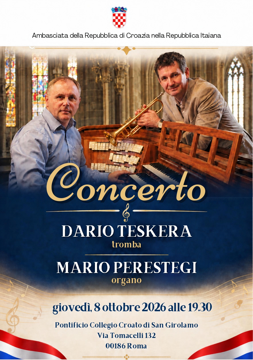 Koncert u Hrvatskoj crkvi sv. Jeronima – Dario Teskera (truba) i Mario Perestegi (orgulje)